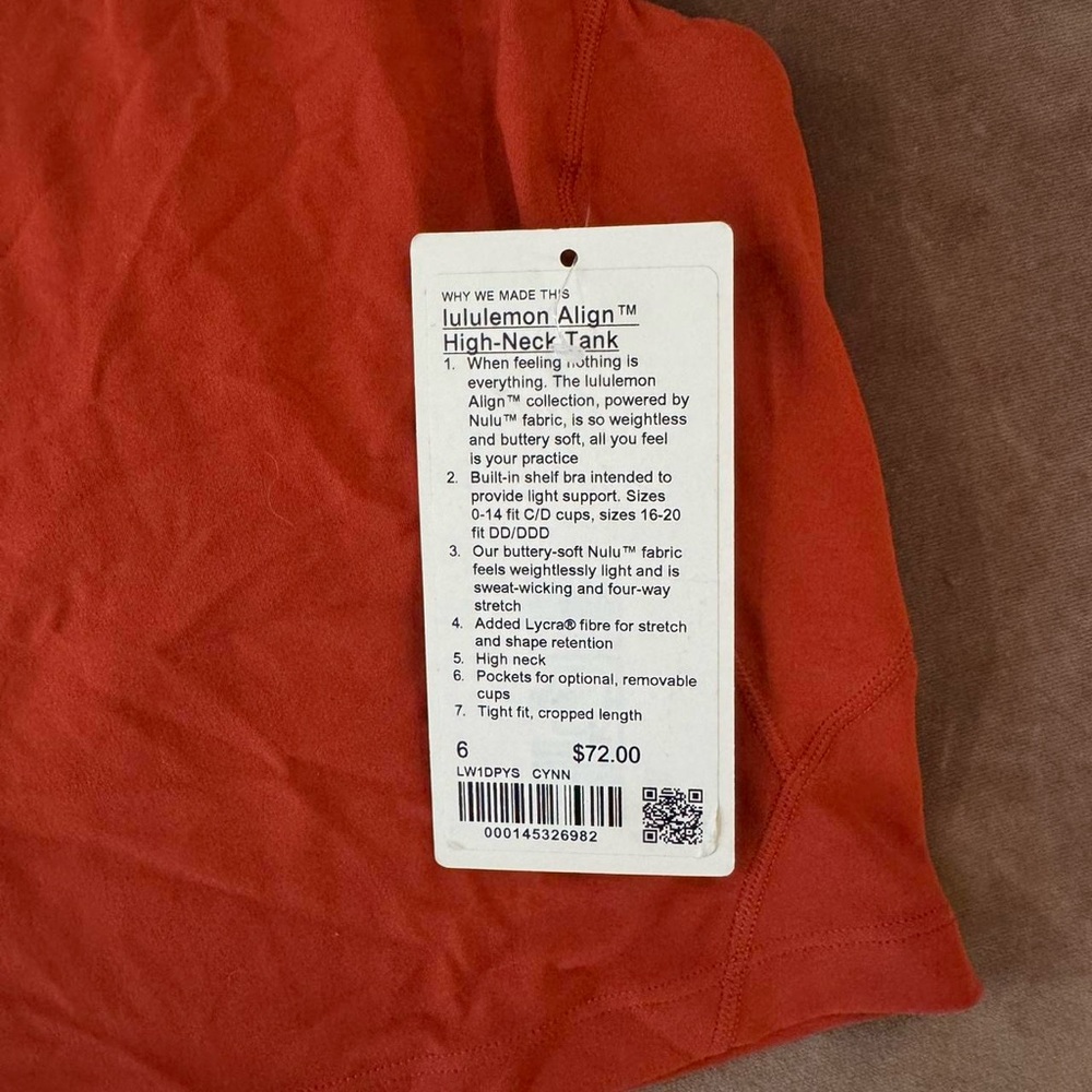 Lululemon Align High-Neck Tank Top in Burnt Orange - Picture 2 of 4